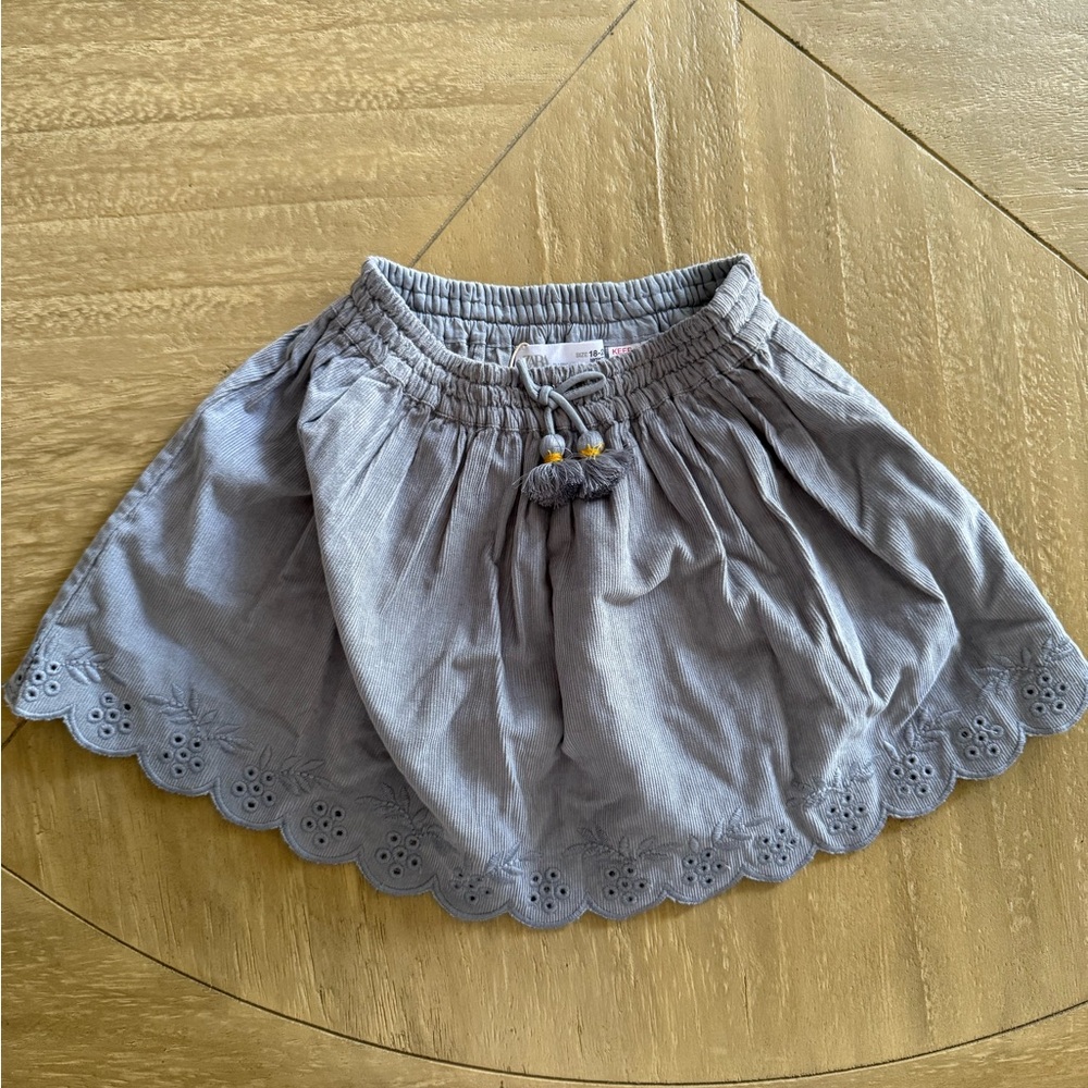 Zara Gray Kids Skirt with Scalloped Hem
